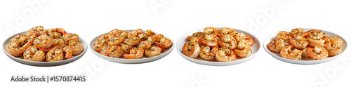 Panel kuchenny z motywem A group of Grilled Garlic Shrimp on White Plate Isolated
