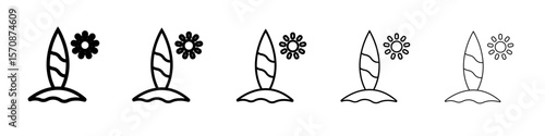 Surfboards icon set. outline simple illustration isolated