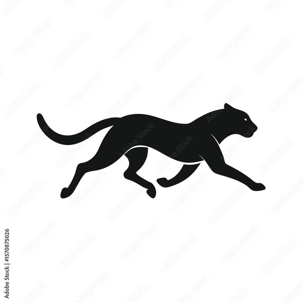 Fototapeta premium Minimalist fast cheetah icon in silhouette for wildlife power and safari adventure art
