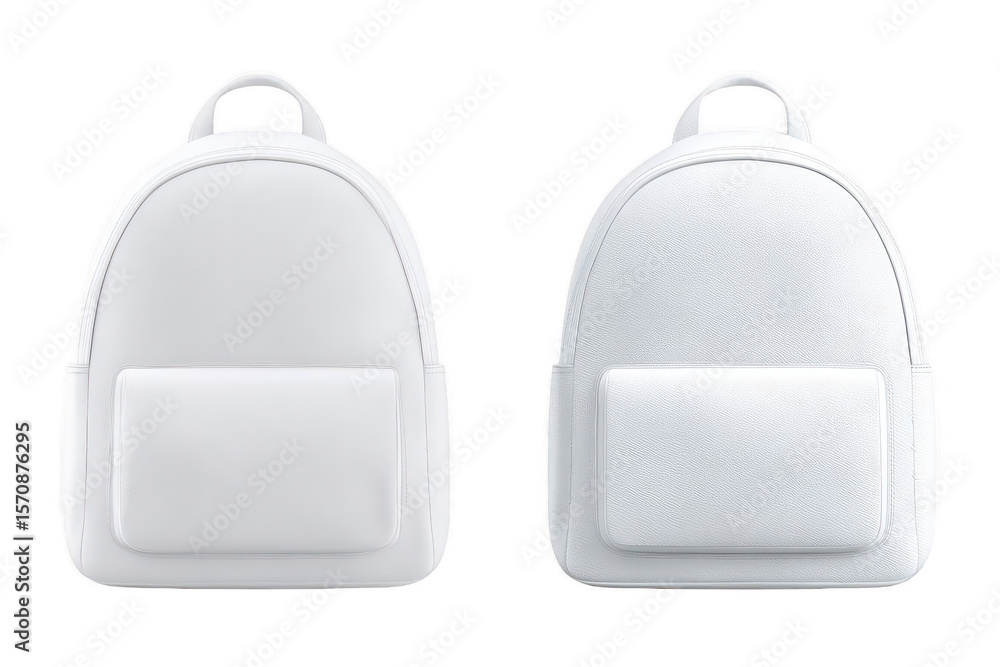 Obraz premium Two identical, blank, white backpacks