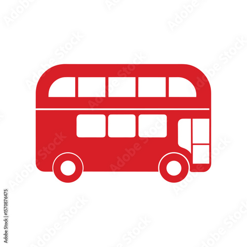 Double decker bus silhouette in clean line art for urban city and tourist transport