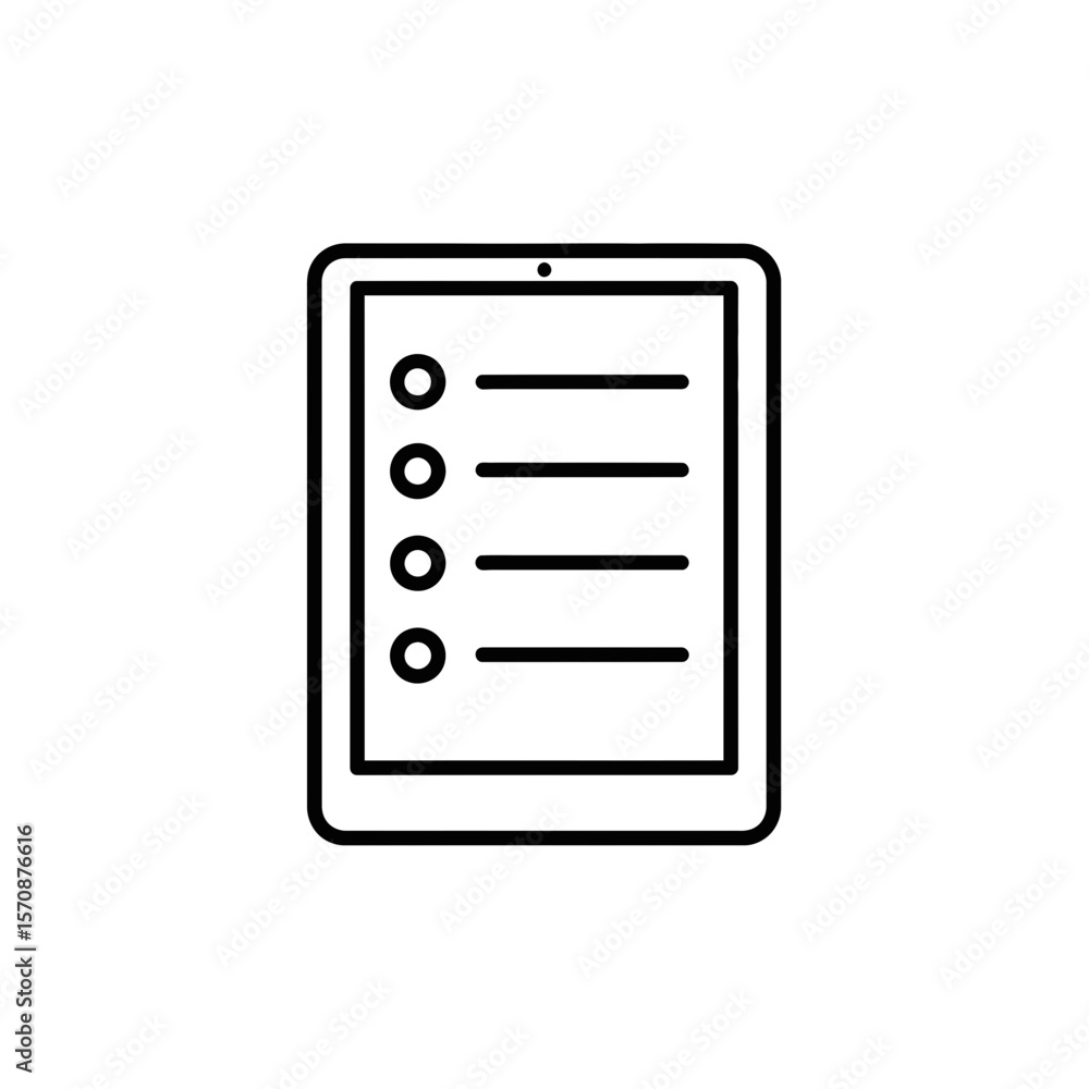 Vector Icon of Tablet with Checklist for Remote Work Vector Icon of Tablet with Checklist for Remote Work