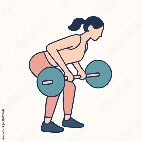 Woman Practicing Barbell Deadlift Exercise