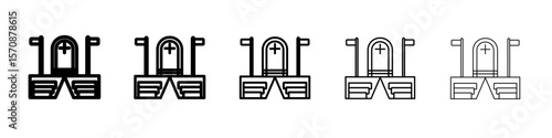 view inside catholic church icon outline simple illustration isolated