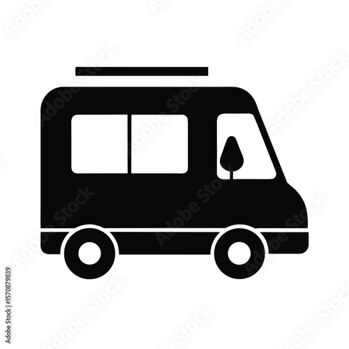 Minimalist dessert van icon for sweet treat ice cream and mobile food branding design