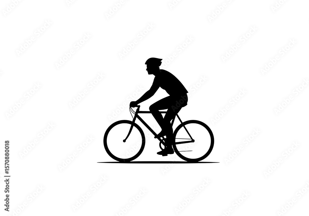 Obraz premium Silhouette of Cyclist Powerful Bike Rider Graphic on transparent background