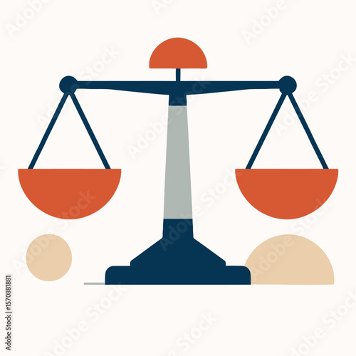 Balanced Justice Scale Symbol On White Background