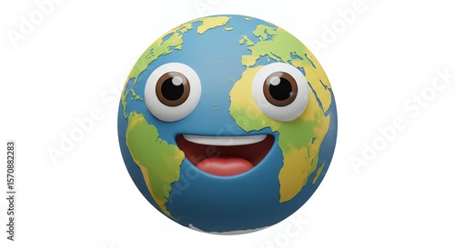 Happy earth emoji cartoon graphic design
