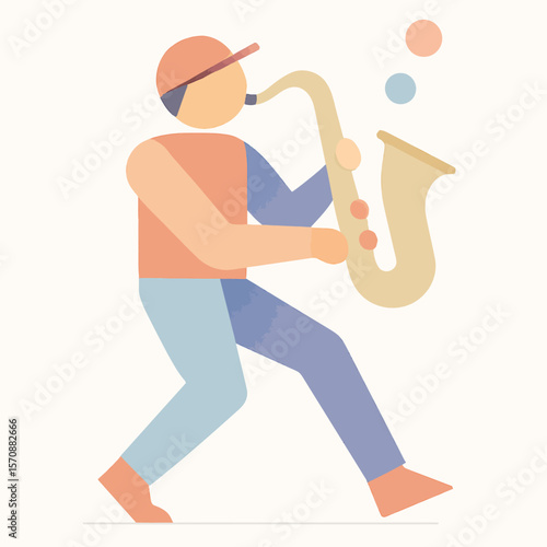 Jazz Musician Playing Saxophone In Motion
