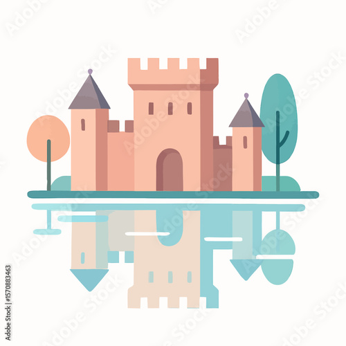 Medieval Castle With Reflection In Water