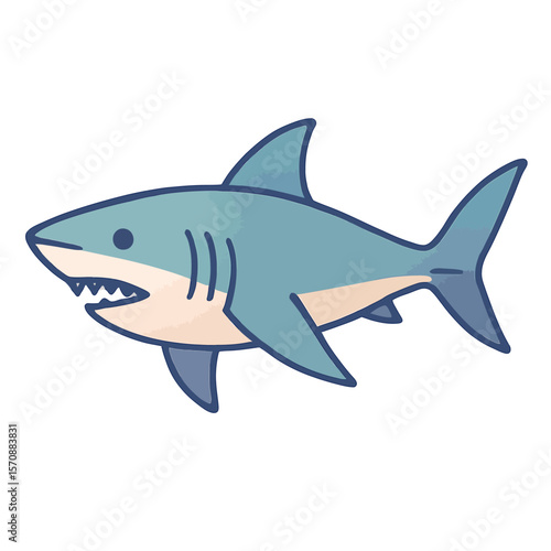 Cartoon Great White Shark With Sharp Teeth