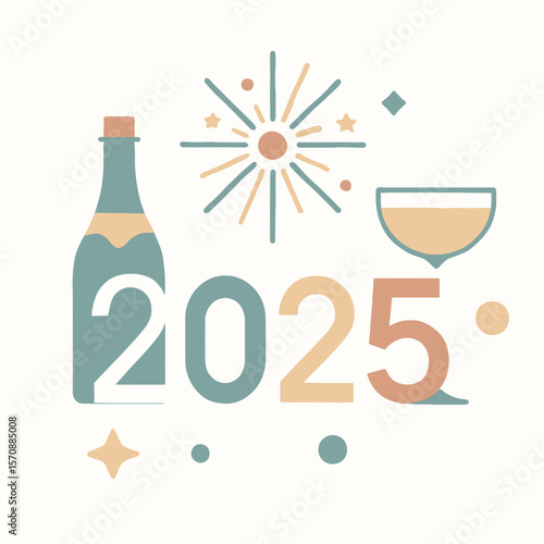 New Year 2025 Celebration With Champagne Toast