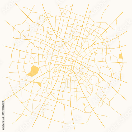Modern Urban City Street Map In Yellow