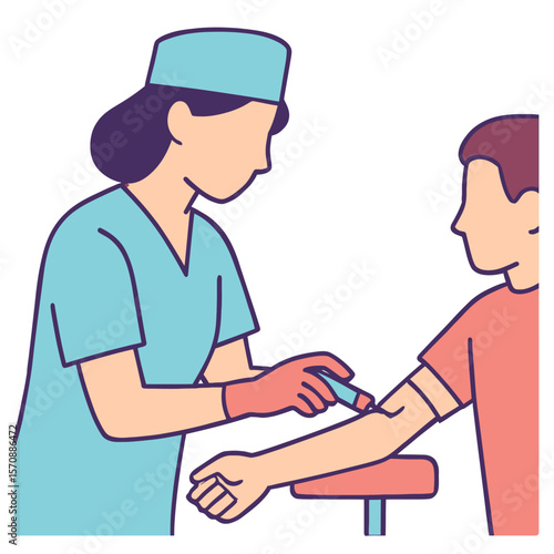 Nurse Taking Blood Sample From Child Patient