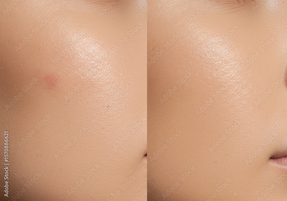 Fototapeta premium Before & After Pimple Removal and Skin Perfection