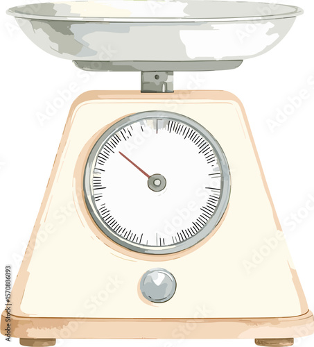 Kitchen scale watercolor baking tools and ingredients vector illustration