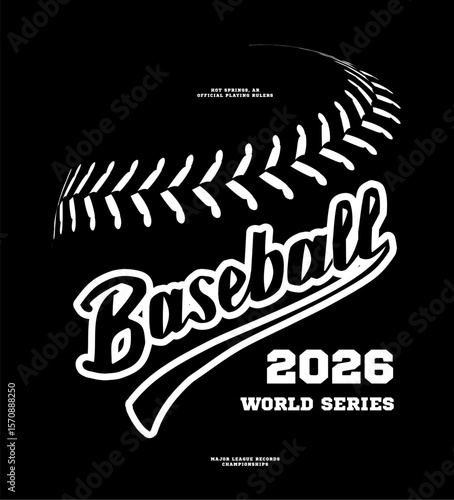 Baseball lace stitch background. Vector illustration, hand lettering design