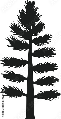 Wallpaper Mural Minimal Silhouette of Pine Tree Vector – Natural Element for Outdoor, Forest, and Landscape Art Torontodigital.ca