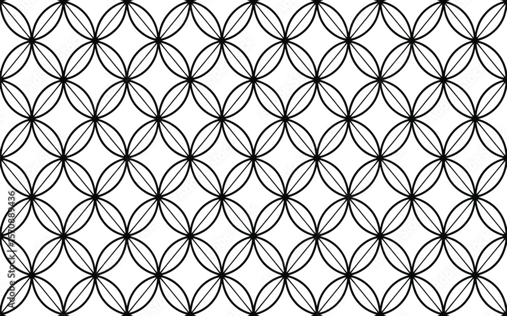 Fototapeta premium Black and White Geometric Pattern of Interlocking Ovals