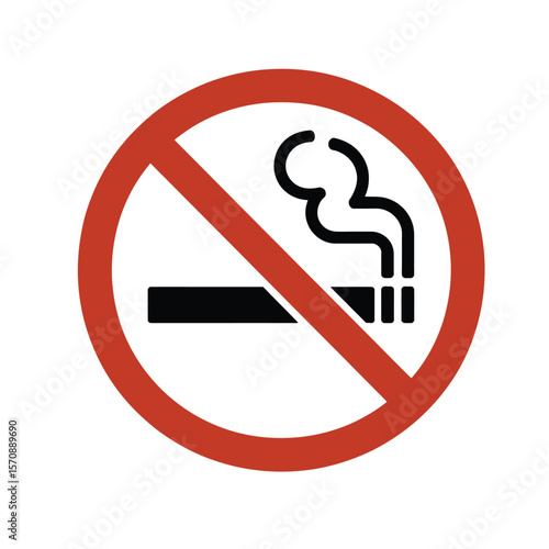 No smoking sign with cigarette icon, black and white vector illustration for health and safety