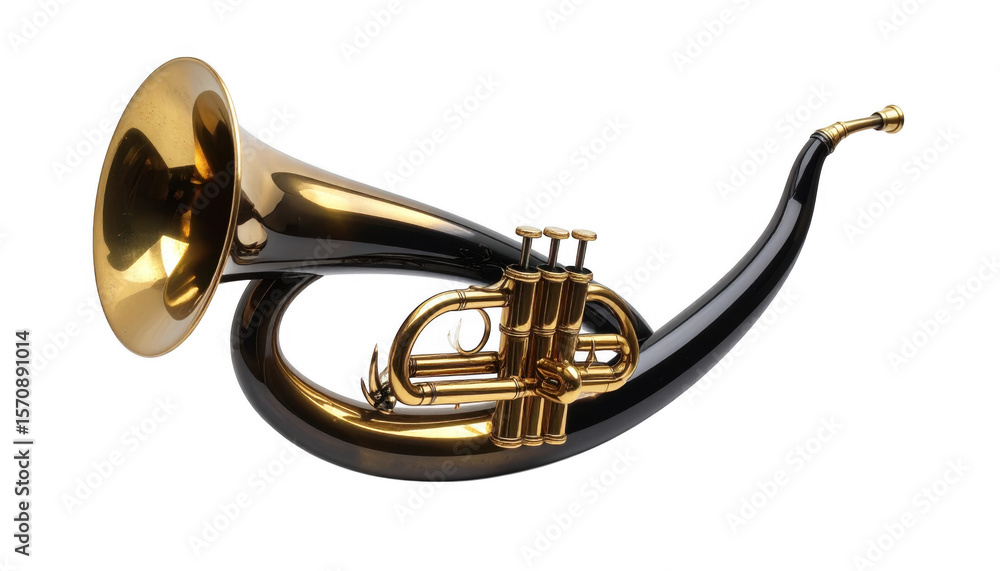 Obraz premium Brass instrument closeup isolated on transparent background