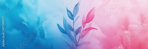 Delicate Watercolor Botanical Illustration Featuring Soft Pinks and Blues in Serene Artistic Style