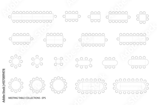 Meeting Table & Seating Layouts Collection - Diverse Conference Room Floor Plans. Vol 1