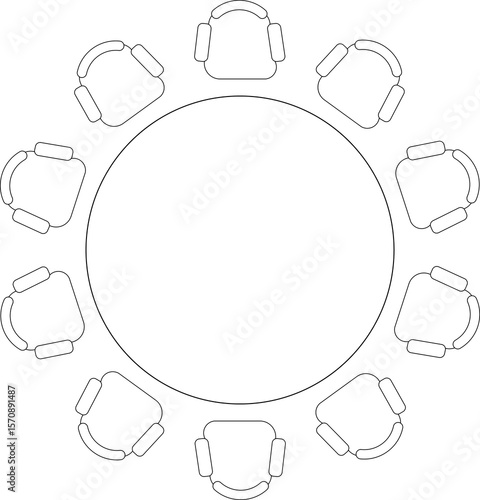Wallpaper Mural Round Meeting Table & 10 Seating Layouts - Conference Room Floor Plans. Set 1 Torontodigital.ca