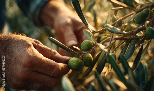 Wallpaper Mural Hands Harvesting Green Olives at Golden Hour
 Torontodigital.ca
