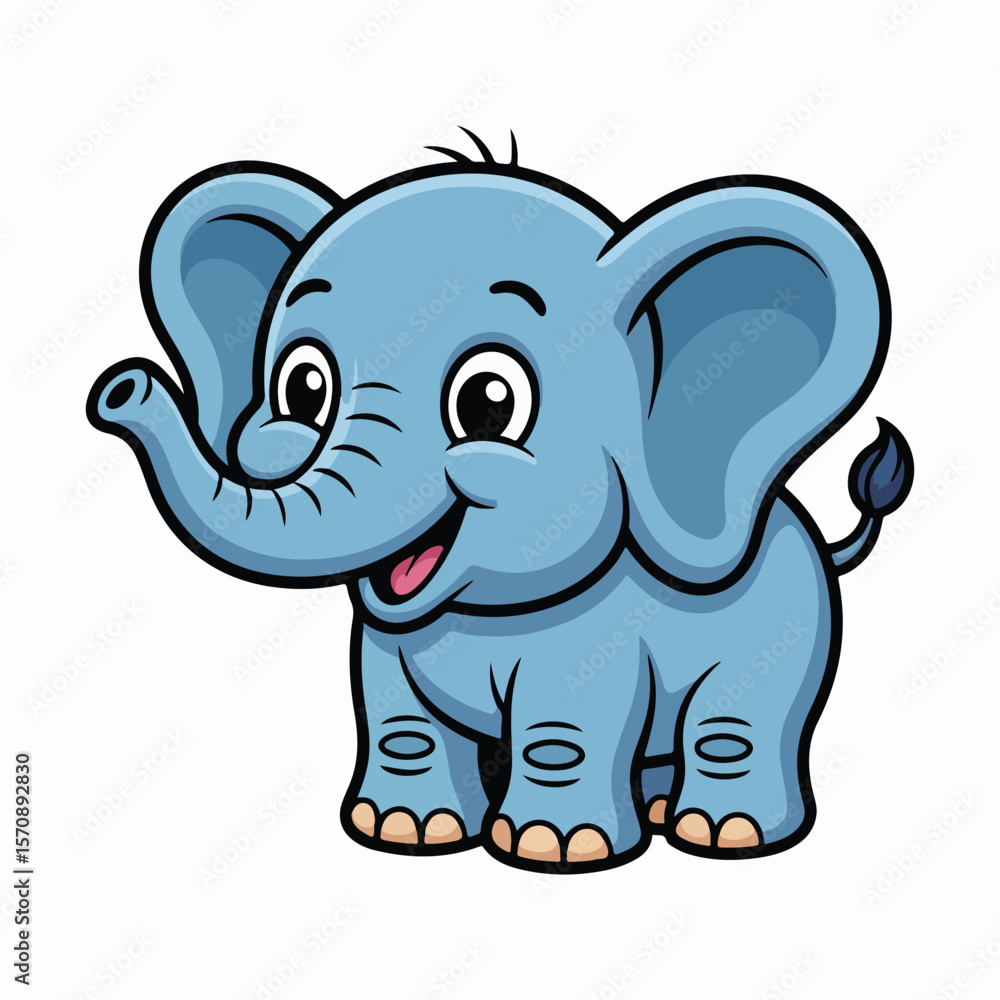 Cute Cartoon Elephant Vector – Smiling Baby Elephant Cute Cartoon Elephant Vector – Smiling Baby Elephant