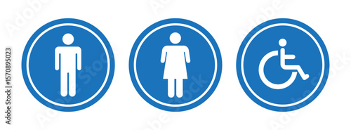 Restroom Signs. Washroom Signs for Gents, Ladies, Disable. Toilet Door symbol png transparent background.