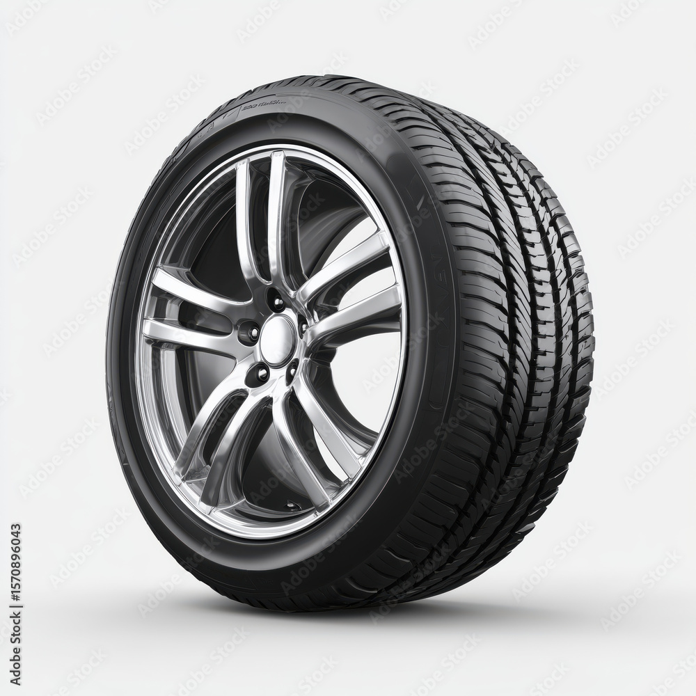 Fototapeta premium Sleek Alloy Wheel and Tire Design , white background cut out PNG
