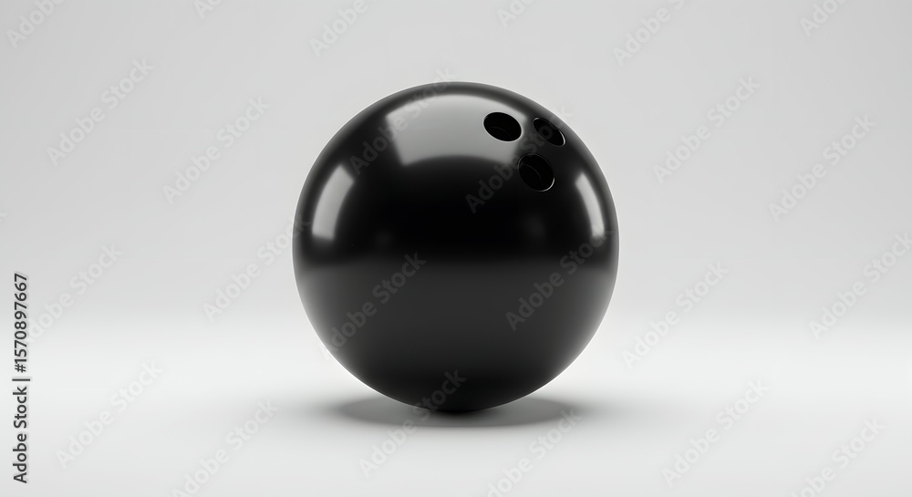 Sleek Black Bowling Ball Isolated on a Clean White Background with Glossy Reflections, Ideal for Sports and Recreation Concepts Sleek Black Bowling Ball Isolated on a Clean White Background with Glossy Reflections, Ideal for Sports and Recreation Concepts