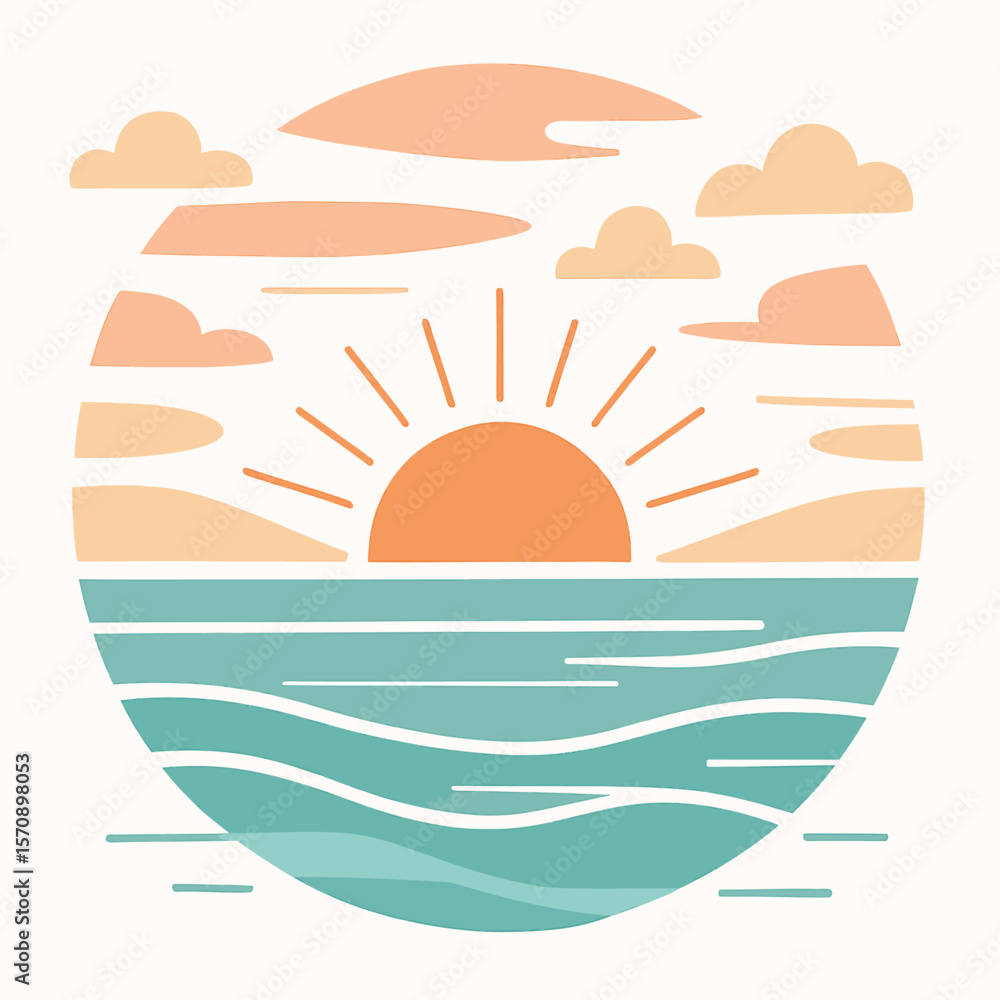 Minimalist Ocean Sunrise With Calm Waves Minimalist Ocean Sunrise With Calm Waves