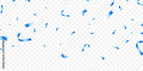 Amazing blue confetti background zigzag down for celebration. Vector illustration of festive decoration.