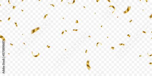 Stunning golden confetti background zigzag down for celebration. Vector illustration of festive decoration.
