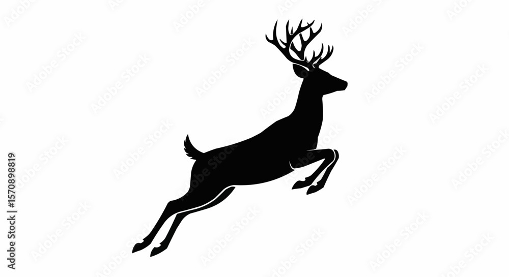 Obraz premium Leaping Deer Silhouette on White