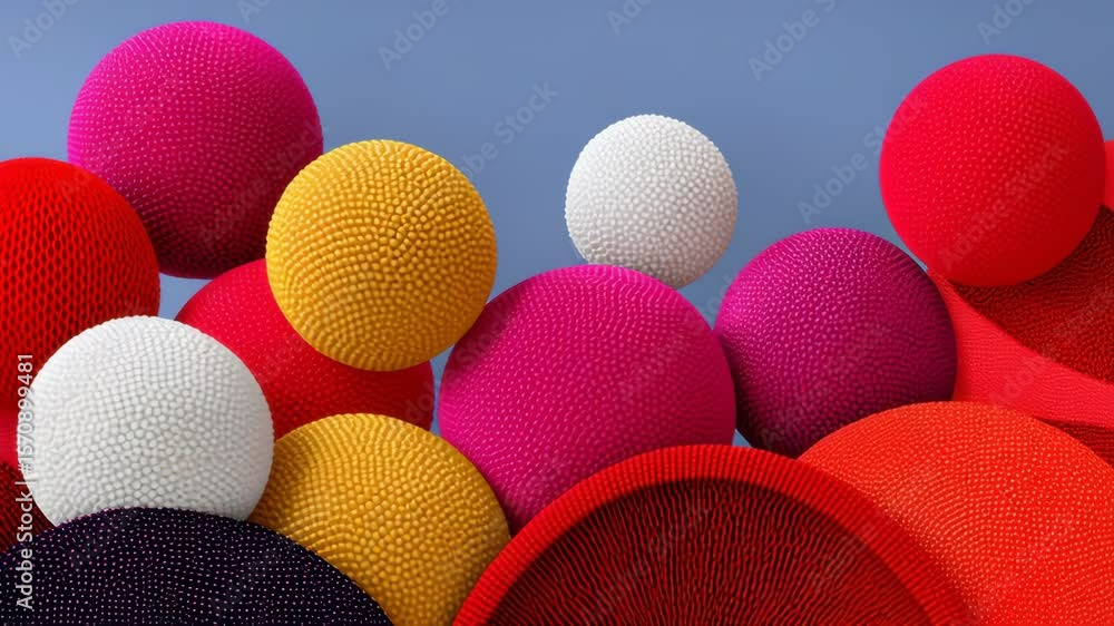 Bunch of colorful balls are piled on top of each other. The balls are ...