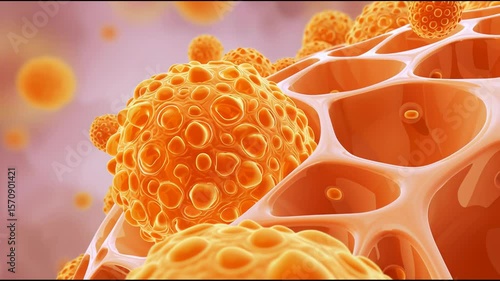 Fat cell close-up, micro view 