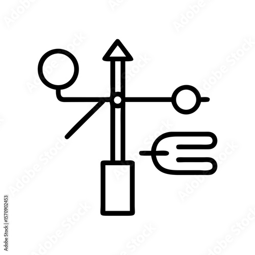 Weather Station Tools Icon with Thermometer for Meteorological Study