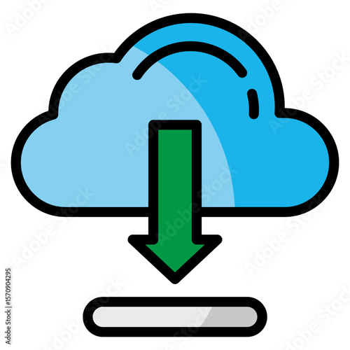 Cloud Download  Icon Element For Design