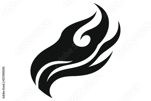 Fiery Eagle Tribal Tattoo Design Abstract Flame Eagle Head Illustration