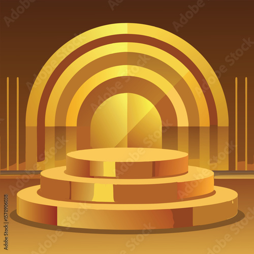 Golden stage podium award ceremony circular stage tiered platform