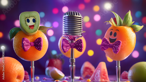 Fruit Karaoke Bar Microphones With Bow Ties