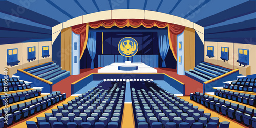 Grand auditorium with tiered seating and stage theater
