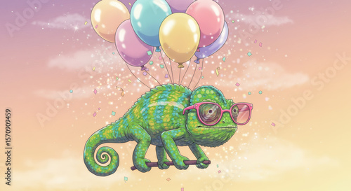 Cool Chameleon Sunset Celebration
