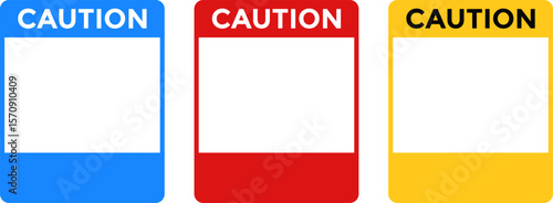 caution banner template set sign with text space area. used as industrial information and safety instruction. Template with space for text
