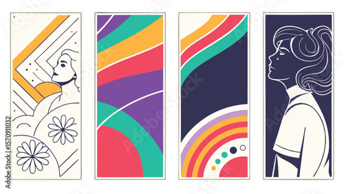 Four abstract gradient backgrounds featuring vibrant color combinations ideal for banners advertisements or website headers offering a modern and eye catching design element for various
