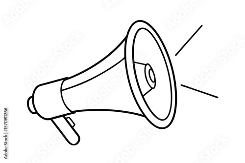 Black outline megaphone with sound waves bullhorn loudspeaker
