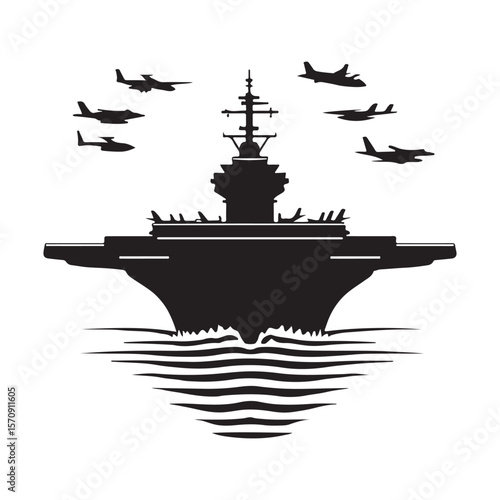 black aircraft carrier with planes clip art preview
